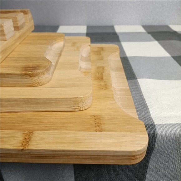 Set of 3 Bamboo Chopping Board Set with Draining Sink and Stand - Picture 6 of 6